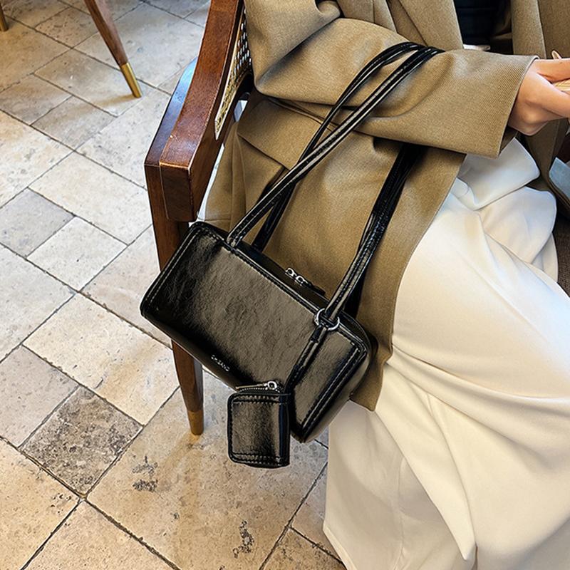 Женские модные сумки через плечо из искусственной кожи с ручкой-подушкой, ретро, однотонные, подмышечные сумки с маленьким кошельком, женские сумки ARI