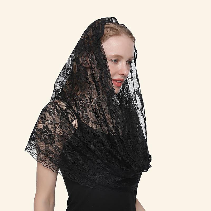 Lace Lace Women's Black and White Two-color Solid Color Scarf, Wedding Temperament Veil Scarf YY