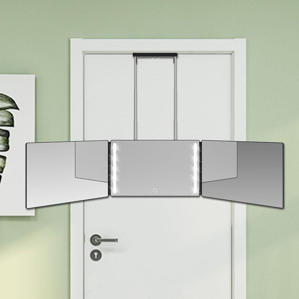 Trifold Mirror LED Makeup Mirror 3 Way Mirror for Self Hair Cutting Lightweight Portable Adjustable