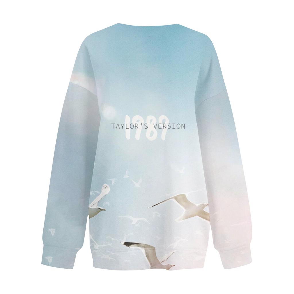 Женская мода, повседневная блузка с длинным рукавом и круглым вырезом, пуловер с принтом