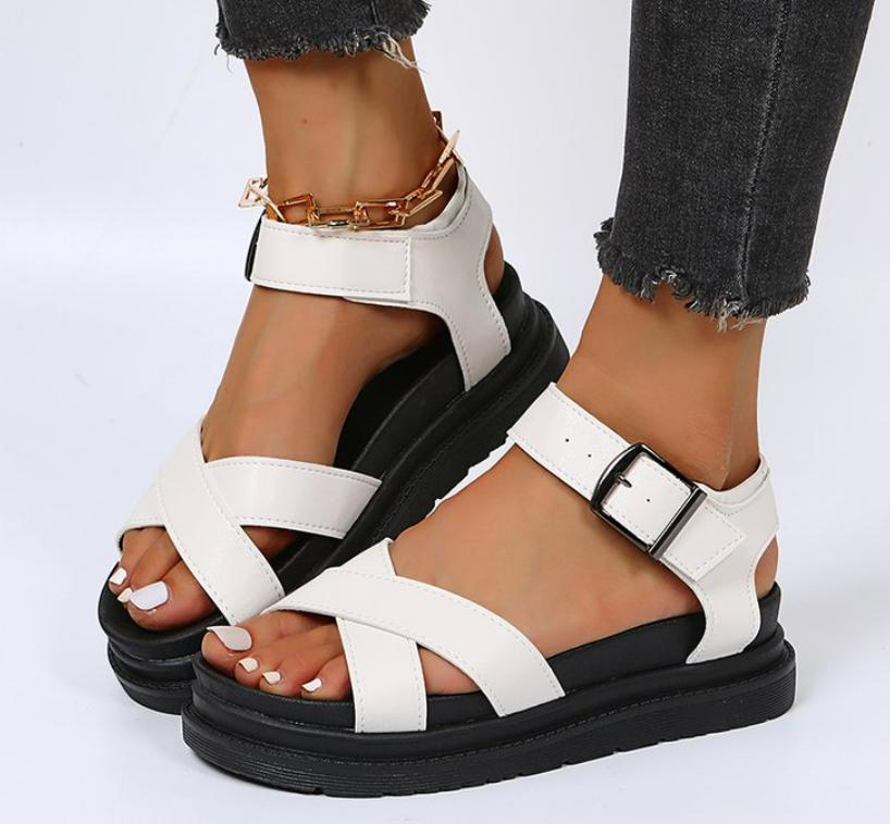 Open Toe Flatform Wedges Shoes Woman Summer Beach Sandals Sexy Women Plus Size PU Leather Sandalias