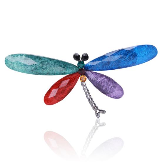 Ослепительная брошь в виде насекомых-стрекоз, мультяшная акриловая брошь с кристаллами, универсальное пальто, аксессуары для одежды, корсаж