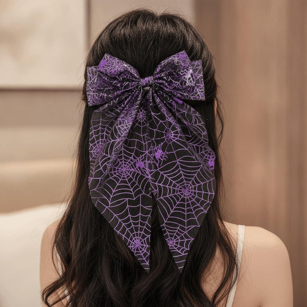 Spider Web Pumpkin Witch Bow Duckbill Clip Halloween Hairpin Halloween Day Party