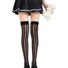 Японские носки JK Black Silk Jacquard Thigh Socks с темными вертикальными полосками