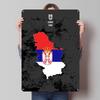 Serbia World Maps Flag Poster Map Metal Sign Wall Art Mural Custom Tin Plaques for Wall Art Decoration Gamer Room Decoration