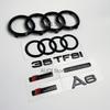B A6 After 2019 4-Ring logo ABS Black Car Hood Front Bonnet Grill Rear Trunk Emblem Badge Sticker A6 50TFSI Quarrto Emblem
