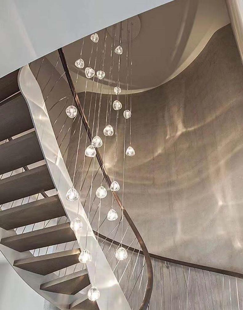 Современная светодиодная хрустальная люстра из американской вишни для лестницы или ресторана