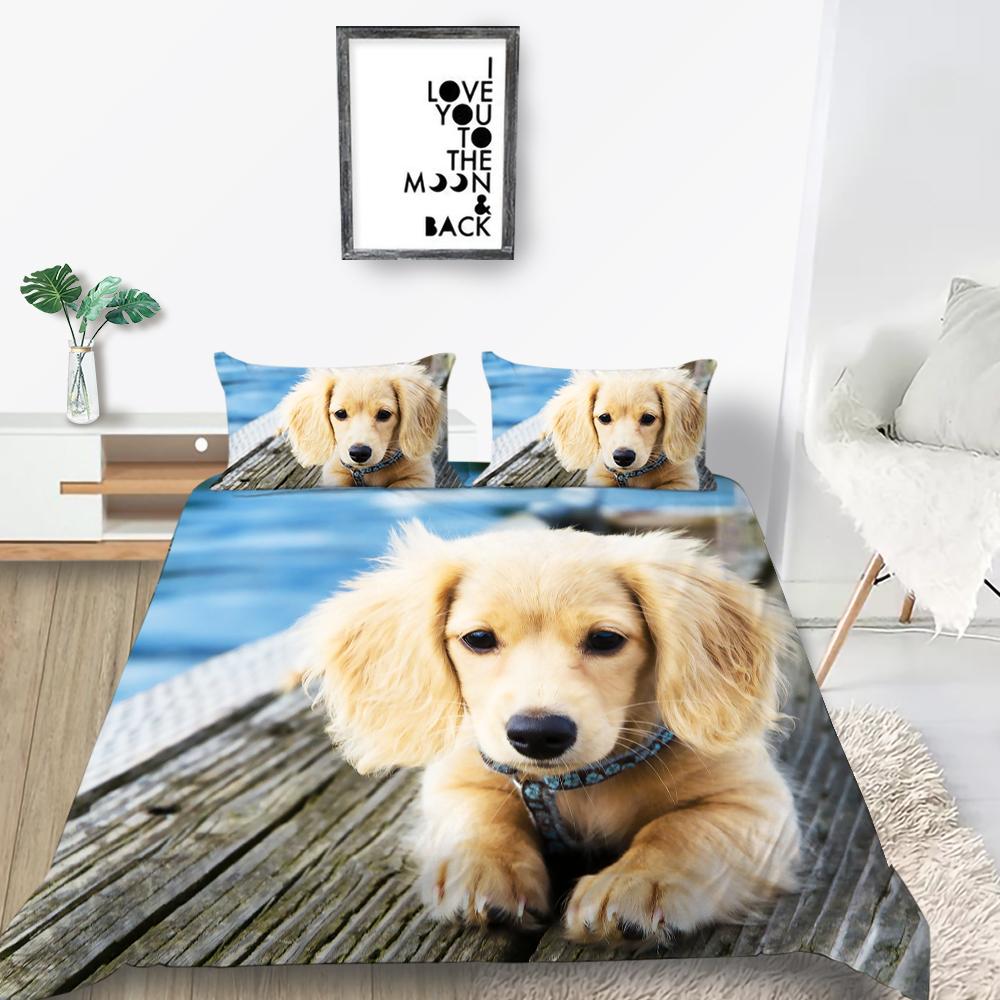Пододеяльник для домашних животных с 3D принтом собак, комплект постельного белья, креативный домашний текстиль, покрывала из микрофибры для мужчин и женщин, покрывала King Size