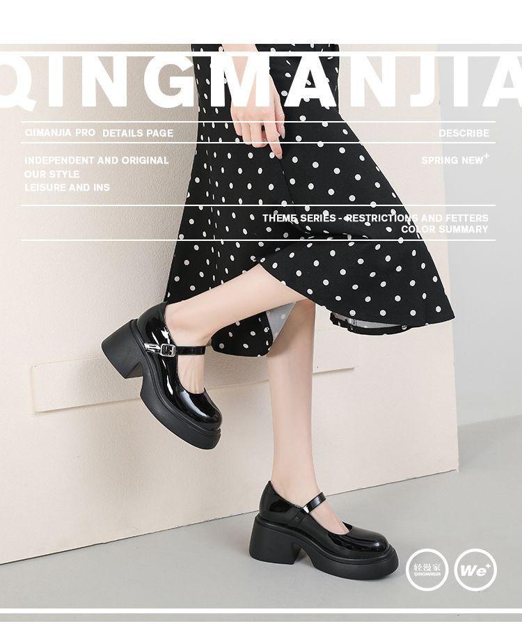 Женская обувь на платформе, туфли Мэри Джейн на толстом каблуке, женская обувь 2025 весна и осень, новые туфли на подошве-маффин, маленькие кожаные туфли, женские ретро-туфли