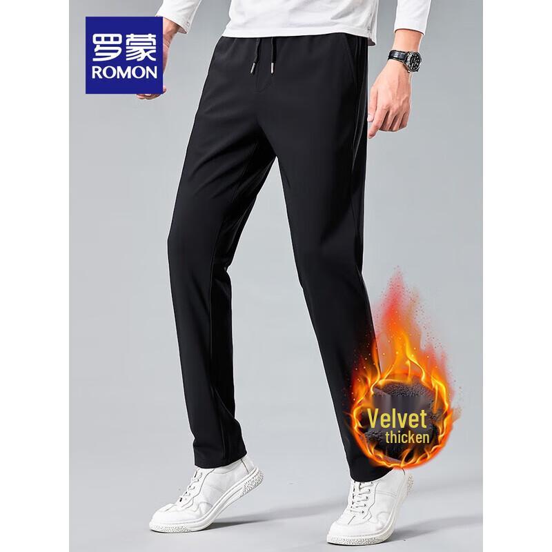 Romon Men's Fleece-Lined Straight Casual Pants