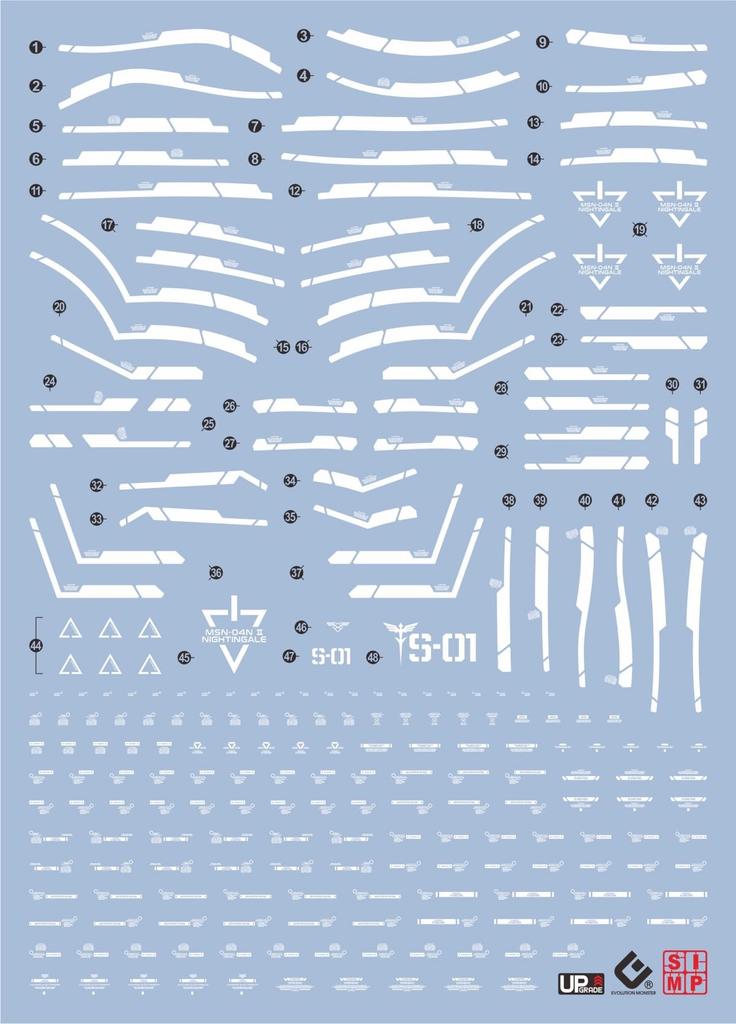 HG RG MG PG RE HiRM Robot MS Water Transfer Decal HGUC Fluorescent!! Detail-up (for 1/144 Nightingale)