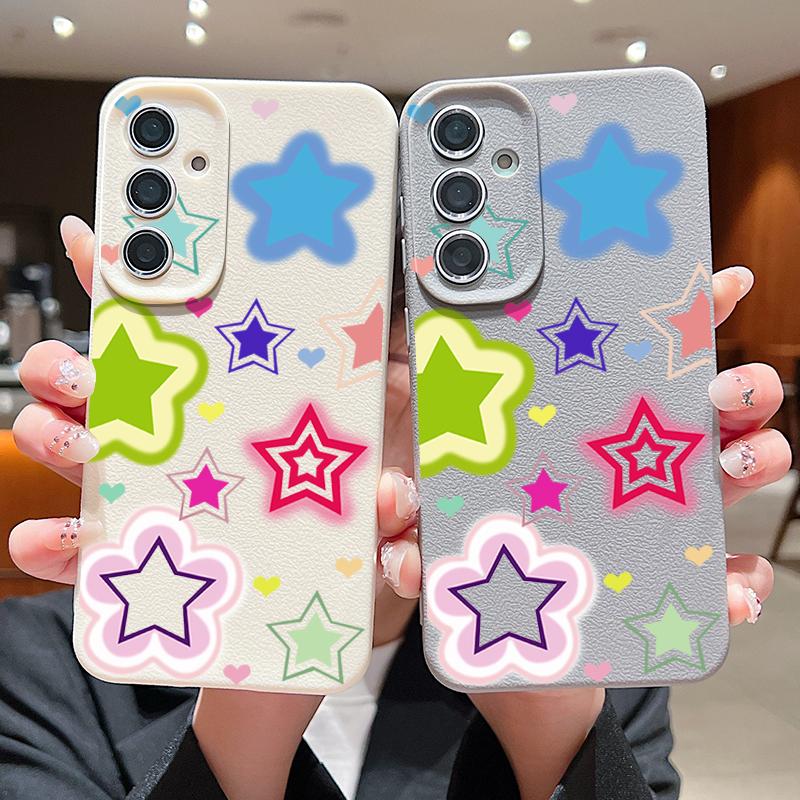 Чехол с узором из разноцветных звезд для Samsung Galaxy S25 Edge S24 Ultra S23 S22 Plus S21 FE S26 Ultra, силиконовый чехол с текстурой кожи