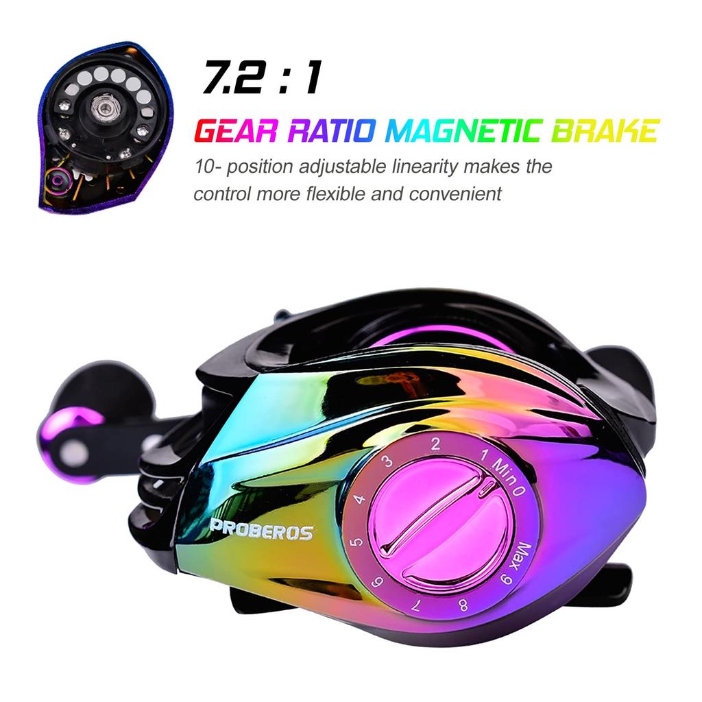 Wuyuzi Baitcasting BB Bearing Fishing Baitcast High Speed Fishing Reel with Baitcast Fishing Accessories Reel, 9+1 Reel, 7.21 Wheel, Left/Right,