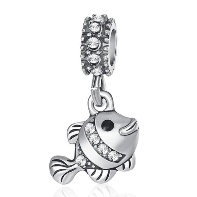 Silver Animal Cat Panda Rabbit Rabbit Lion Owl Unicorn Horse Jewelry Pendant Bracelet DIY Fit Original Bracelet