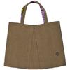 Kimono Canvas Tote Bag Misuzu Uta Stamp Ladies Office [Kyoto Yuzen] (Khaki/Post Camellia/Purple)