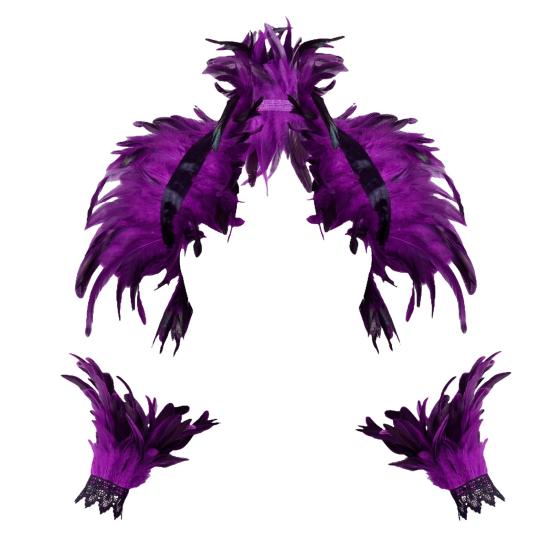 1 комплект, поддельный воротник с кольцом на запястье, готический стиль, перьевая шаль, имитация перьев, ажурное кружево, унисекс, сценическое шоу, Хэллоуин, косплей, шарф на плечо