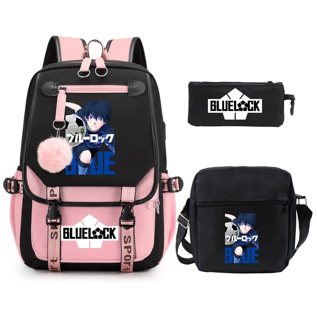 Trend Campus Primary And Secondary School Students Schoolbag Blue Prison Periphery Animation Backpack Pencil Bag