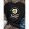 Sunshine Printed T-Shirts, Patterned Printed Round-Neck T-Shirts, Round-Neck Short-Sleeved T-Shirts, Round-Neck Tops, Casual Short-Sleeved T-Shirts
