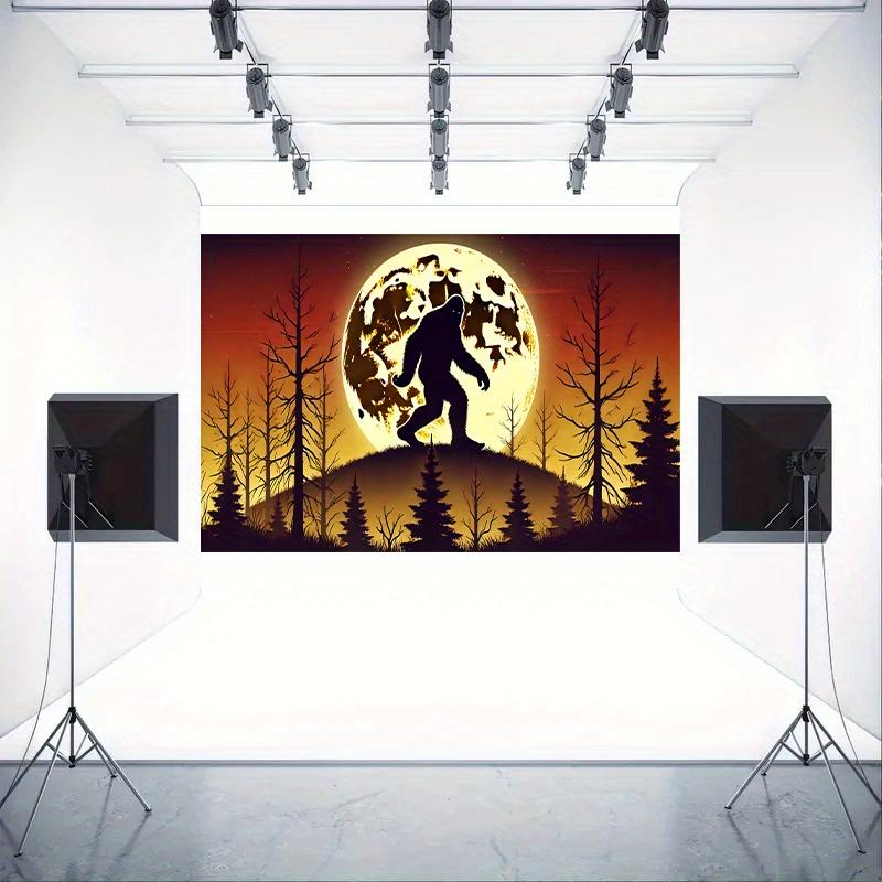 1 piece of Bigfoot and Moonlight Forest polyester photo background - Birthday party, outdoor celebration event