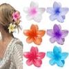 Hawaiian Style Gradient Flower Crab Hair Clips for Women Plumeria Barrettes Beach Vacation Hair Claw for Thin/Thick Hair Accessories