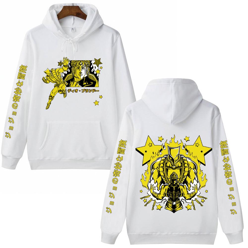 Harajuku Anime JoJo's Bizarre Adventure Dio Funny Graphic Printed Hooded Men Women Manga Hoodies Casual Sweatshirt Male Pullover