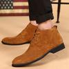 New Luxury Brand Men High Top Boots with Fashionable Lace Up Suede Comfortable Short Boots Korean Version of British Style Boots