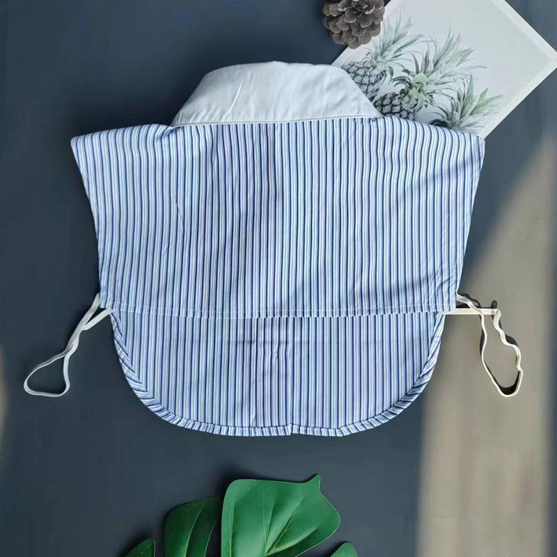 Синий полосатый фальшивый воротник, подходящая по цвету фальшивая рубашка, повседневное универсальное базовое украшение