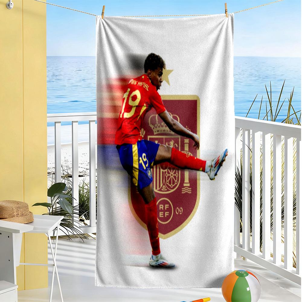 Lamine Yamal Spain's Soccer Star Action Beach Towel Quick-Dry Soft Microfiber Comfortable Lightweight