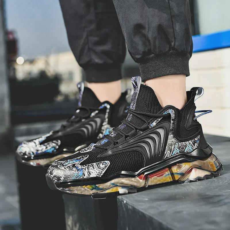 Мужская модная спортивная обувь - повседневные туфли для папы, увеличивающие рост, новые носки из-за рубежа, в наличии большие размеры