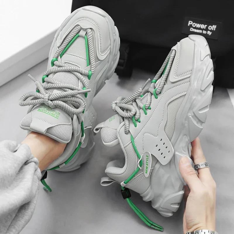 Белые Кроссовки Спортивные Повседневные На шнуровке Мужские Легкие Вулканизированные Туфли для Ходьбы Zapatillas Hombre Мужские 2024 Мода Мужские