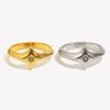 E.B.belle Four-pointed star Zircon Ring Stainless Steel Minimalist Style Creative Personalized Jewelry For Women