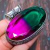 Lovely Vintage Bi-Color Tourmaline Gemstone  925 Sterling Silver Handmade Jewelry Pendant