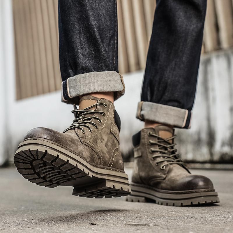 Platform Lace-Up Shoes for Men Casual High Top Boots Sneakers New Arrival Men's Boots Fashion All-match Motorcycle Ankle Boot