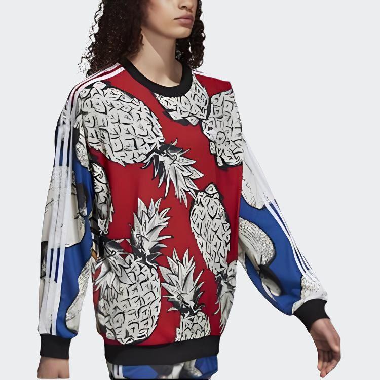 Adidas Originals Farm Компания Мягкий В рубчик Свободного Кроя Толстовка Женская Толстовка Яркая DH3054