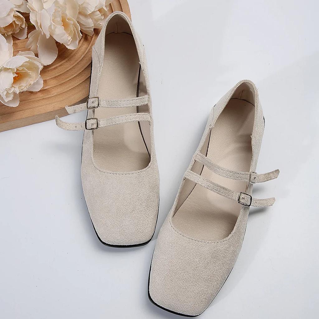 Модные туфли на плоской подошве женские осенние повседневные туфли Мэри Джейн с пряжкой на ремешке и квадратным носком для женщин однотонные повседневные туфли для женщин больших размеров