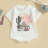 Infant Baby Girls Romper Western Style Letter Cactus Cowgirl Hat Print Short Sleeve Crew Neck Jumpsuits Summer Casual Bodysuits