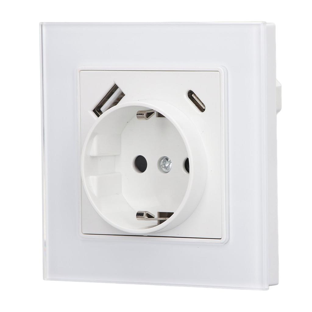 Standard Type C 5V 2.1A USB Concealed Mounted Socket Tempered Glass Panel Wall Socket 82 Type  3520W
