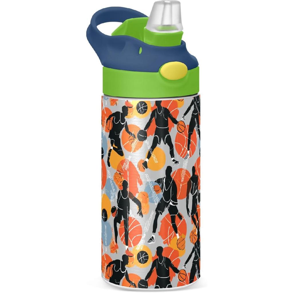 Boccsty Bright Race Car Truck Kids Water Bottle with Straw Lid Sport Cars ulated Stainless Steel Reble Tumbler for Boys Girls Toddlers 12 oz Green