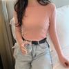 Women Spring Autumn Winter Half Turtleneck Pullovers Sweaters Jumper Primer Shirt Long Sleeve Short Slim-fit Tight Chic Solid One Size