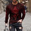 Spring and Autumn Round Neck Aztec Style Graphic 3D Printed Top Fashionable Casual Long Sleeved Men's T-shirts