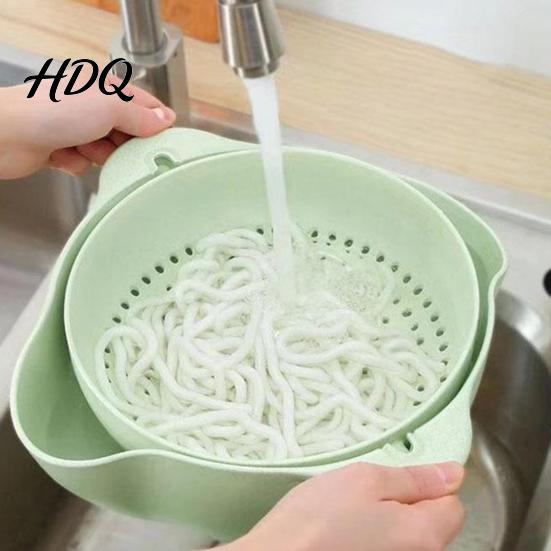 Промывочная миска для круп Двухслойная корзина для мытья овощей Многофункциональная дуршлаг-сито для слива воды фруктов и продуктов Кухонная