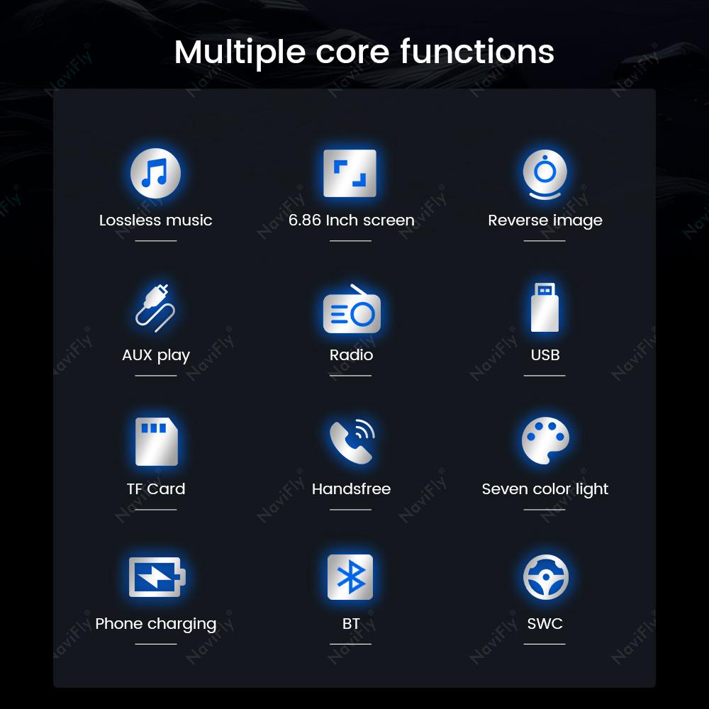 NaviFly для универсального 6,86-дюймового сенсорного экрана HD CarPlay Auto 2 Din автомобильный мультимедийный видеоплеер с поддержкой зарядки мобильного телефона GPS BT