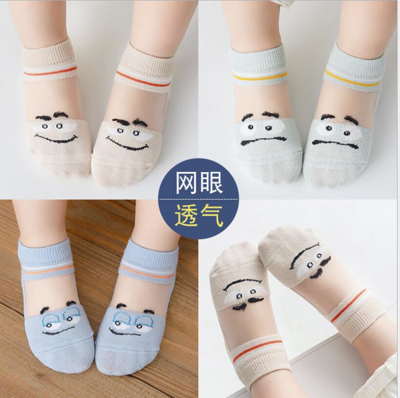 Носки для девочек, 5 пар/партия, от 0 до 5 лет, весна-лето, тонкие детские хлопковые сетчатые носки-лодочки, милые дышащие носки до щиколотки с изображением животных для малышей и мальчиков