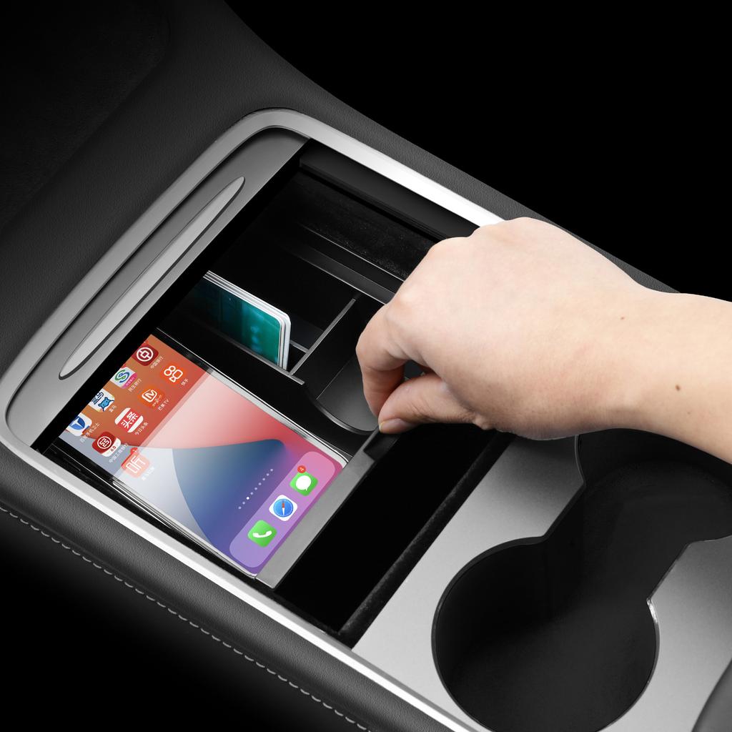 For Tesla Model 3 2022 Model Y 2023 Storage Box Center Armrest Hidden Box Cup Holder Interior Accessories