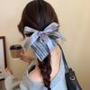 Korean Style Square Cloth Hair Tie Bow Women Ponytail Holder Plaid Silk Ribbon Scrunchies  Summer