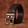 Мужской ремень в стиле ретро с тисненым узором, первый слой из воловьей кожи, латунная пряжка, натуральная кожа, модный универсальный повседневный джинсовый ремень