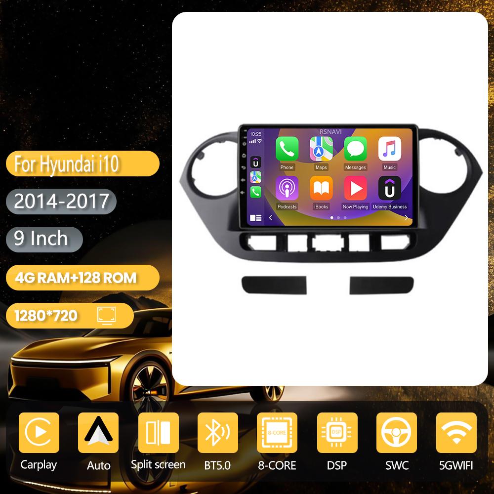 Autoradio multimédia 2DIN Android 16 pour Hyundai i10 2013-2018 LHD avec navigation et Carplay