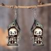 1 пара серег-подвесок на Хэллоуин, День мертвых, с мультяшными черепами, модная бижутерия, подарок для женщин, девушек, женщин