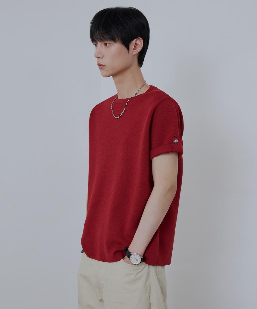 NODU Roll-Up Tab Washable Half Knit [Red]