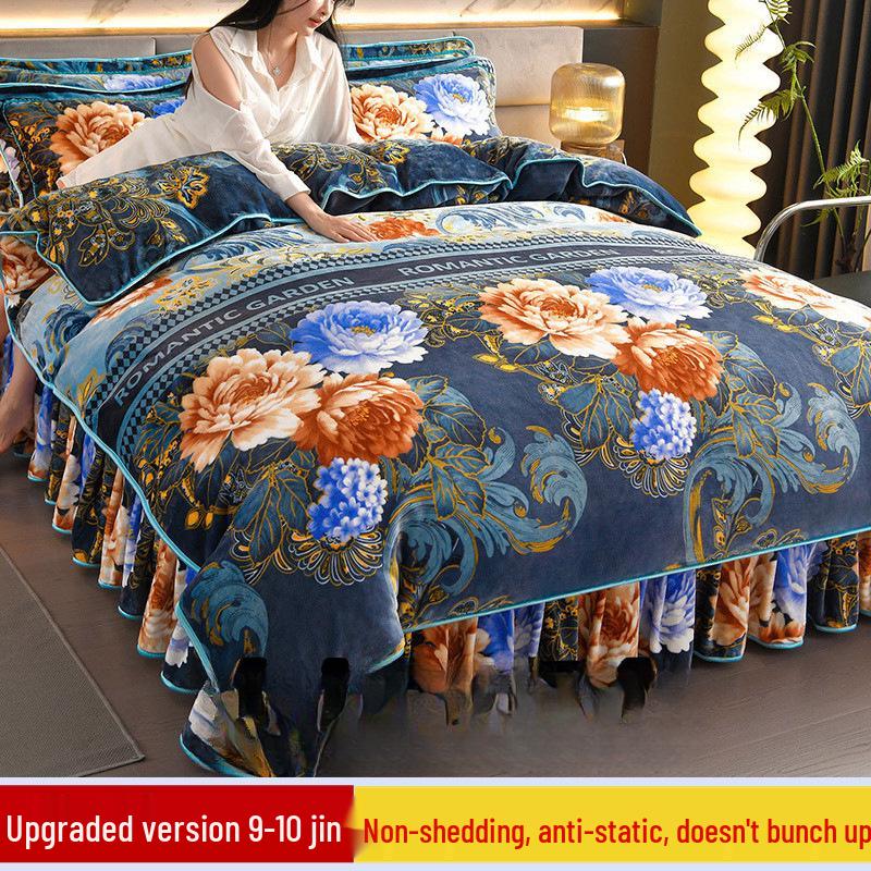 G5Z9 Jin Double-Sided Thickened Velvet Four-Piece Bedding Set for Weddings